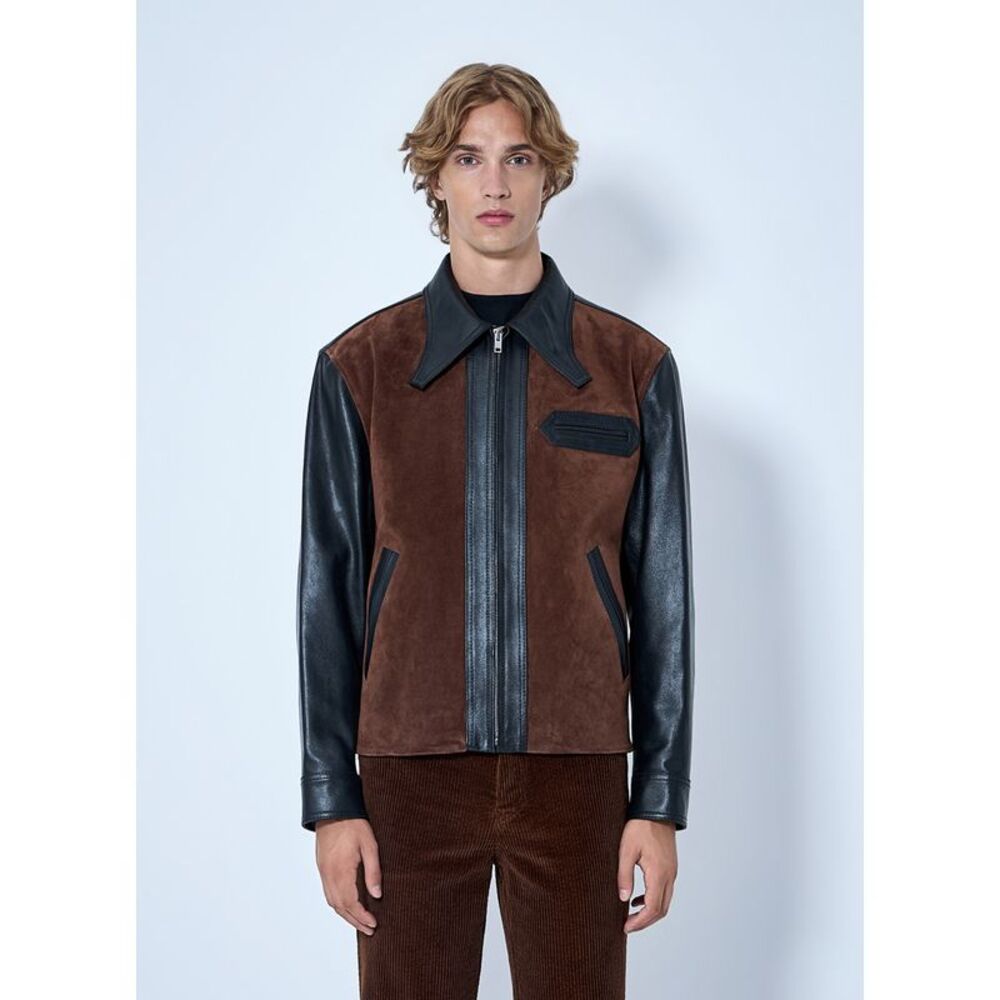 Marni Men Leather And Suede Panel Jacket